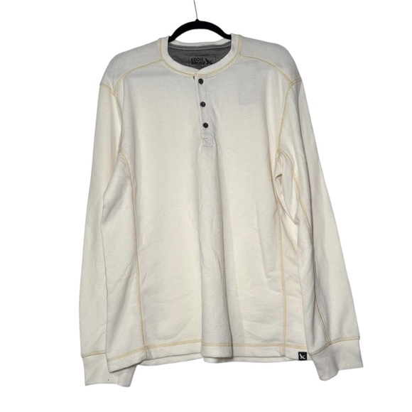 Eddie Bauer Thermal Henley Shirt Cream Size Large NWT Textured Button - Picture 1 of 10